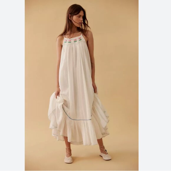 Free People Tip Toeing Tulip Midi Dress White size S - Picture 1 of 8